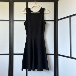 [XS] Pink Tartan Black Power Stretch Weaved Ribbed Fabric A-Line Mini Dress